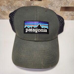 Patagonia Trucker Hat Olive Green Adjustable Snapback Logo Patch Cap
